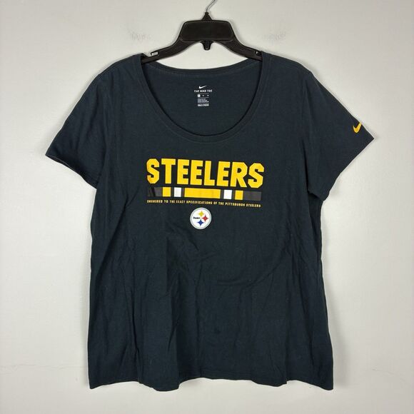 Women's Nike The Steelers Large Black Short Sleeve Crew Neck Tee Shirt - Picture 1 of 6